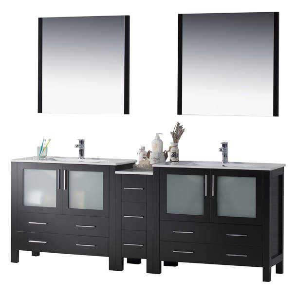 Orren Ellis Mance 84.88'' Free Standing Double Bathroom Vanity with